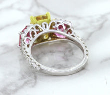 Load image into Gallery viewer, Multicolor Sapphire Ring with Diamond Accents in 18K White Gold