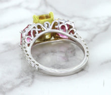 Load image into Gallery viewer, Multicolor Sapphire Ring with Diamond Accents in 18K White Gold