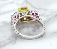 Load image into Gallery viewer, Multicolor Sapphire Ring with Diamond Accents in 18K White Gold