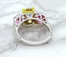 Load image into Gallery viewer, Multicolor Sapphire Ring with Diamond Accents in 18K White Gold
