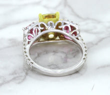 Load image into Gallery viewer, Multicolor Sapphire Ring with Diamond Accents in 18K White Gold