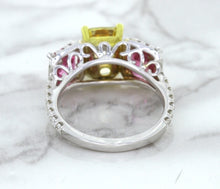 Load image into Gallery viewer, Multicolor Sapphire Ring with Diamond Accents in 18K White Gold
