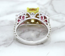 Load image into Gallery viewer, Multicolor Sapphire Ring with Diamond Accents in 18K White Gold