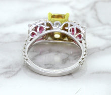 Load image into Gallery viewer, Multicolor Sapphire Ring with Diamond Accents in 18K White Gold