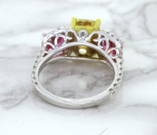 Load image into Gallery viewer, Multicolor Sapphire Ring with Diamond Accents in 18K White Gold