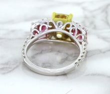 Load image into Gallery viewer, Multicolor Sapphire Ring with Diamond Accents in 18K White Gold