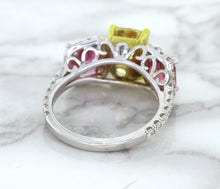 Load image into Gallery viewer, Multicolor Sapphire Ring with Diamond Accents in 18K White Gold