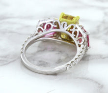 Load image into Gallery viewer, Multicolor Sapphire Ring with Diamond Accents in 18K White Gold