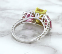 Load image into Gallery viewer, Multicolor Sapphire Ring with Diamond Accents in 18K White Gold