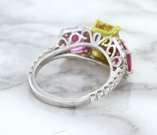 Load image into Gallery viewer, Multicolor Sapphire Ring with Diamond Accents in 18K White Gold