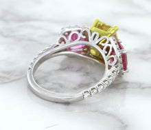 Load image into Gallery viewer, Multicolor Sapphire Ring with Diamond Accents in 18K White Gold