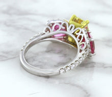 Load image into Gallery viewer, Multicolor Sapphire Ring with Diamond Accents in 18K White Gold
