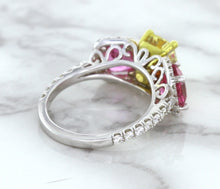 Load image into Gallery viewer, Multicolor Sapphire Ring with Diamond Accents in 18K White Gold