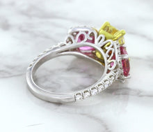 Load image into Gallery viewer, Multicolor Sapphire Ring with Diamond Accents in 18K White Gold