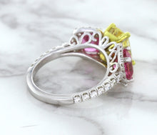 Load image into Gallery viewer, Multicolor Sapphire Ring with Diamond Accents in 18K White Gold