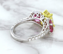 Load image into Gallery viewer, Multicolor Sapphire Ring with Diamond Accents in 18K White Gold