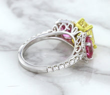 Load image into Gallery viewer, Multicolor Sapphire Ring with Diamond Accents in 18K White Gold