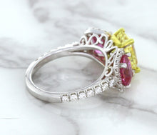 Load image into Gallery viewer, Multicolor Sapphire Ring with Diamond Accents in 18K White Gold