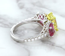 Load image into Gallery viewer, Multicolor Sapphire Ring with Diamond Accents in 18K White Gold