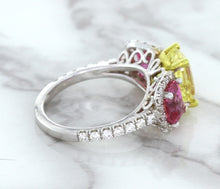 Load image into Gallery viewer, Multicolor Sapphire Ring with Diamond Accents in 18K White Gold