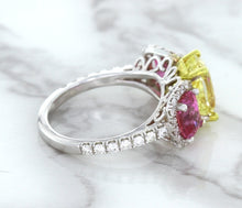 Load image into Gallery viewer, Multicolor Sapphire Ring with Diamond Accents in 18K White Gold