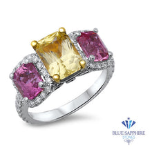 Load image into Gallery viewer, Multicolor Sapphire Ring with Diamond Accents in 18K White Gold