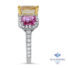Load image into Gallery viewer, Multicolor Sapphire Ring with Diamond Accents in 18K White Gold