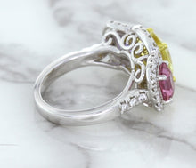 Load image into Gallery viewer, Multicolor Sapphire Ring with Diamond Halo in 18K White Gold