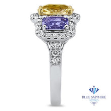 Load image into Gallery viewer, Multicolor Sapphire Ring with Diamond Halo in 18K White Gold