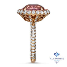 Load image into Gallery viewer, 3.11ct Oval Padparadscha Ring with Sapphire and Diamond Halo in 18K Rose Gold