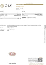 Load image into Gallery viewer, 3.04ctw Three Stone Padparadscha Ring with Diamond Halo in 18K Rose Gold