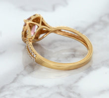 Load image into Gallery viewer, 1.08ct Oval Padparadscha Ring with Diamond Halo in 18K Rose Gold