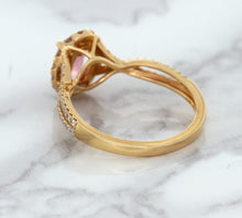 Load image into Gallery viewer, 1.08ct Oval Padparadscha Ring with Diamond Halo in 18K Rose Gold
