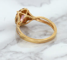 Load image into Gallery viewer, 1.08ct Oval Padparadscha Ring with Diamond Halo in 18K Rose Gold