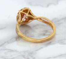 Load image into Gallery viewer, 1.08ct Oval Padparadscha Ring with Diamond Halo in 18K Rose Gold
