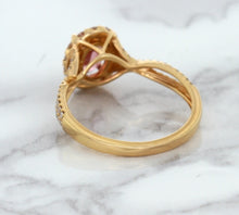 Load image into Gallery viewer, 1.08ct Oval Padparadscha Ring with Diamond Halo in 18K Rose Gold