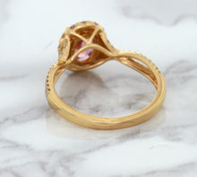 Load image into Gallery viewer, 1.08ct Oval Padparadscha Ring with Diamond Halo in 18K Rose Gold