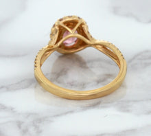Load image into Gallery viewer, 1.08ct Oval Padparadscha Ring with Diamond Halo in 18K Rose Gold