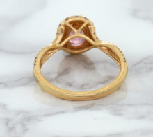 Load image into Gallery viewer, 1.08ct Oval Padparadscha Ring with Diamond Halo in 18K Rose Gold