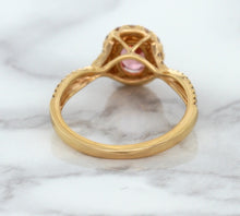Load image into Gallery viewer, 1.08ct Oval Padparadscha Ring with Diamond Halo in 18K Rose Gold