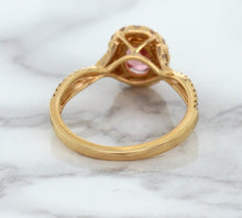 Load image into Gallery viewer, 1.08ct Oval Padparadscha Ring with Diamond Halo in 18K Rose Gold