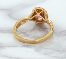 Load image into Gallery viewer, 1.08ct Oval Padparadscha Ring with Diamond Halo in 18K Rose Gold