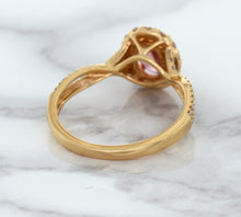 Load image into Gallery viewer, 1.08ct Oval Padparadscha Ring with Diamond Halo in 18K Rose Gold