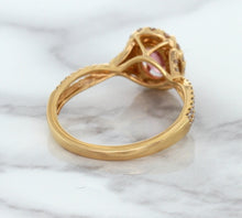 Load image into Gallery viewer, 1.08ct Oval Padparadscha Ring with Diamond Halo in 18K Rose Gold