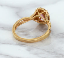 Load image into Gallery viewer, 1.08ct Oval Padparadscha Ring with Diamond Halo in 18K Rose Gold