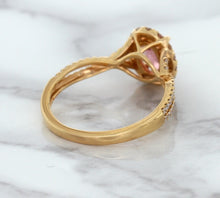 Load image into Gallery viewer, 1.08ct Oval Padparadscha Ring with Diamond Halo in 18K Rose Gold