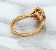 Load image into Gallery viewer, 1.08ct Oval Padparadscha Ring with Diamond Halo in 18K Rose Gold