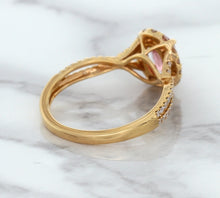 Load image into Gallery viewer, 1.08ct Oval Padparadscha Ring with Diamond Halo in 18K Rose Gold