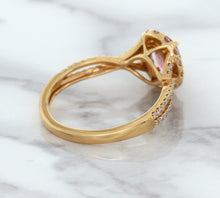 Load image into Gallery viewer, 1.08ct Oval Padparadscha Ring with Diamond Halo in 18K Rose Gold
