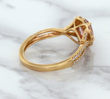 Load image into Gallery viewer, 1.08ct Oval Padparadscha Ring with Diamond Halo in 18K Rose Gold